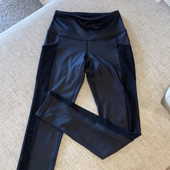 🪞 NEW side pocket black wet look sheen pants - Picture 1 of 11